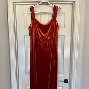 NEVER WORN Burnt Orange Velvet Long Dress
